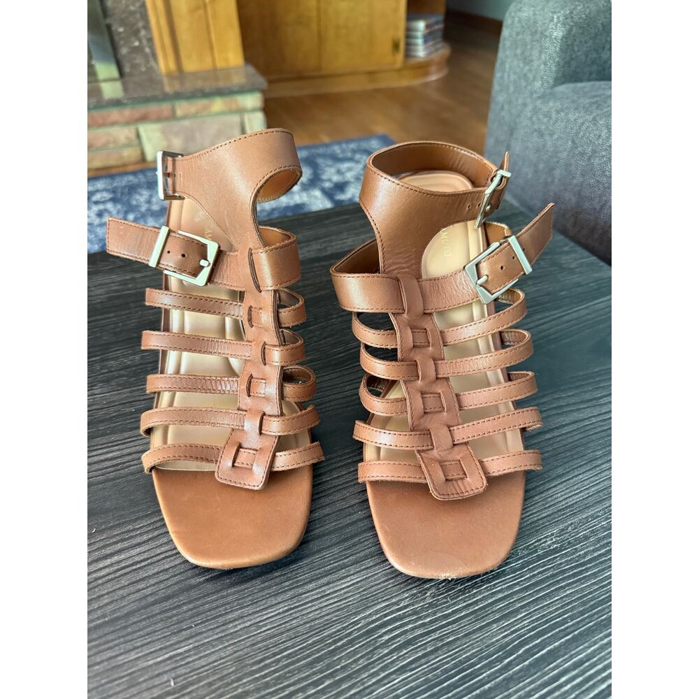 Vince Camuto Hicheny Leather Caged Heeled Sandals Sz. 9